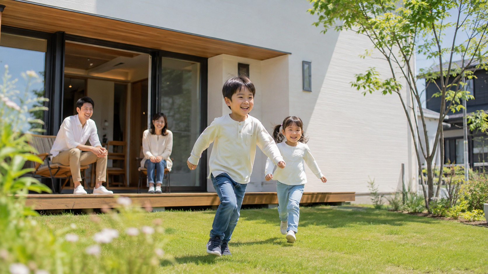 子どもと一緒に周辺環境を確認するイメージ