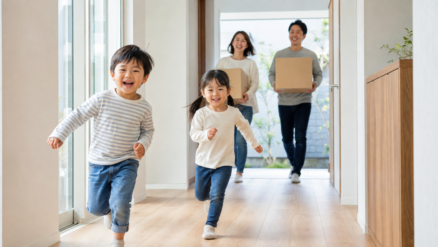 家族が担当者と内覧するイメージ